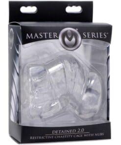 Master Series Detained 2.0 Restrictive Chastity Cage w/Nubs - Clear