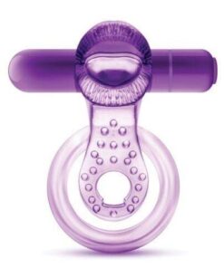 Blush Play with Me Lick it Vibrating Double Strap Cockring - Purple