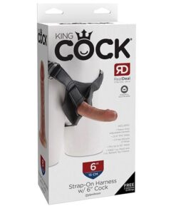 King Cock Strap-On Harness w/6" Cock - Tan