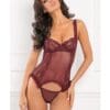 Rene Rofe Grand Finale 2pc Ruffle Teddy Burgundy S/M