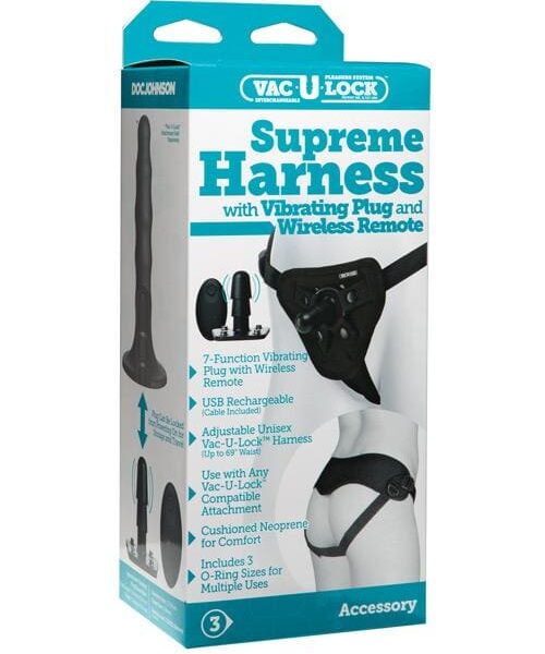 Vac-U-Lock Supreme Harness w/Vibrating Plug - Black