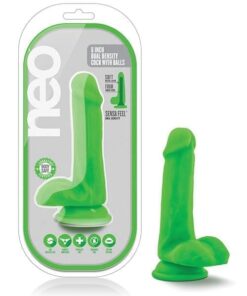 Blush Neo Dual Density 6" Cock w/Balls - Neon Green