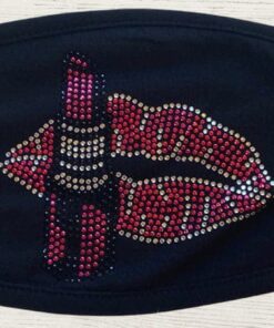 Rhinestone Lips & Lipstick Black Cotton Cover