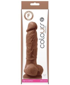 Colours Pleasures 5" Dong w/Balls & Suction Cup - Brown