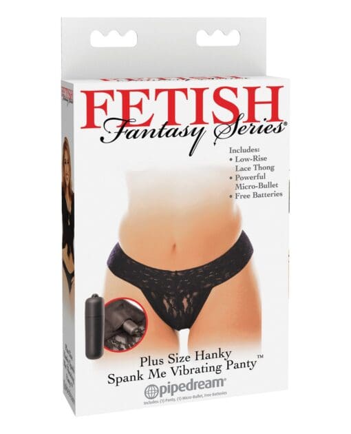 Fetish Fantasy Series Hanky Spank Me Plus Size Vibrating Panties - Black