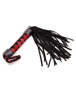 Plesur 15" Leather Flogger - Black/Red