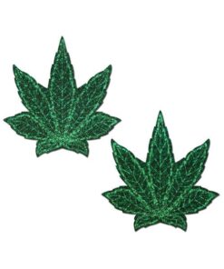 Pastease Glitter Marijuana Leafs - Green O/S