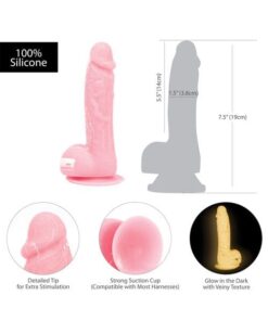 Addiction Brandon 7.5" Glow in the Dark Dildo - Pink