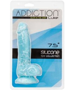 Addiction Luke 7.5" Glow in the Dark Dildo - Blue