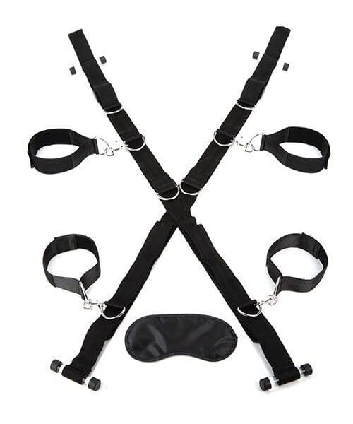 Lux Fetish Over the Door Cross w/4 Universal Soft Restraint Cuffs