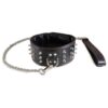 Sultra Lambskin 2 1/2" Studded Collar w/24" Chain - Black