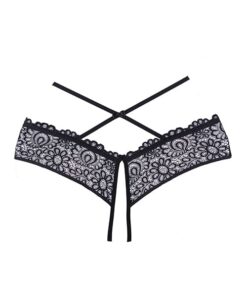 Adore Crayzee Open Panty w/Criss Cross Waist Straps & Lace Black O/S