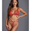 Adore the Flame Strappy Lace Bra & Thong Red O/S