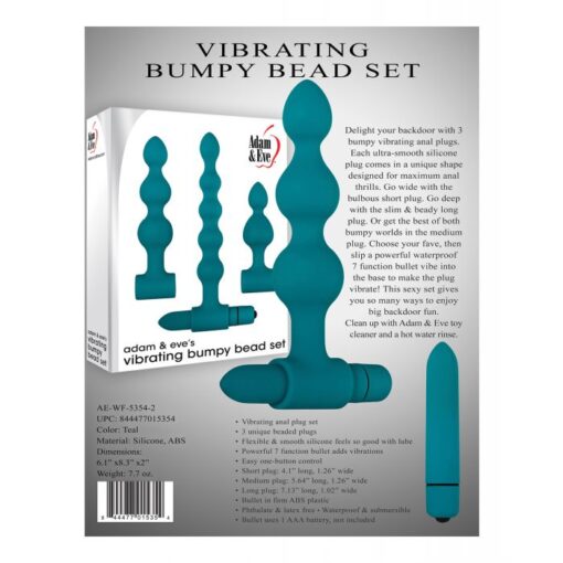 Adam & Eve Vibrating Anal Bumpy Bead Set - Teal