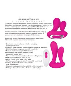 Adam & Eve Rechargeable Dual Entry Vibe w/Remote - Pink