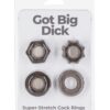 Got Big Dick 4 Pack Cock Rings - Black