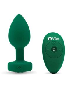 b-Vibe Remote Control Vibrating Jewel Plug (M/L) - Emerald Green