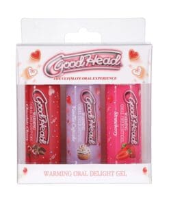 GoodHead Warming Oral Delight Gel Pack - 2 oz Strawberry/Vanilla Cupcake/Chocolate Cherry