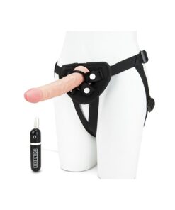 Lux Fetish 6.5" Realistic Vibrating Dildo w/Strap On Harness Set