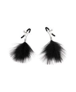 Lux Fetish Feather Nipple Clips - Black