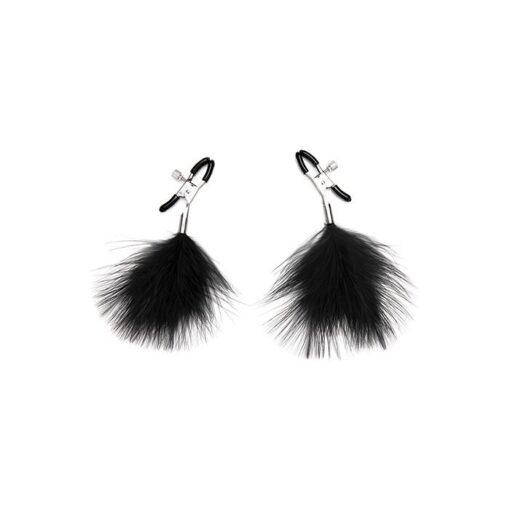 Lux Fetish Feather Nipple Clips - Black