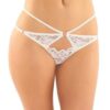 Jasmine Strappy Lace Thong w/Front Keyhole Cut Out White S/M