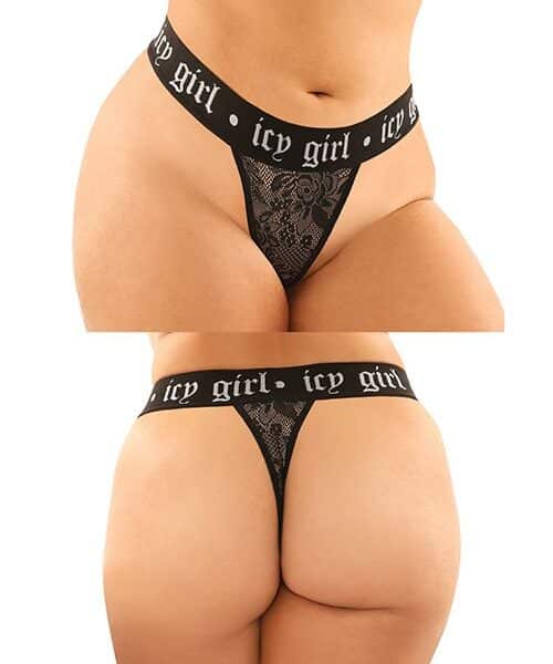 Vibes Buddy Pack Icy Girl Metallic Boy Brief & Lace Thong Black QN