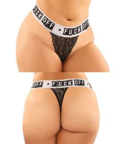 Vibes Buddy Fuck Off Lace Boy Brief & Lace Thong Black QN