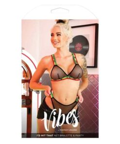 Vibes I'd Hit That Net Bralette & Panty Black L/XL