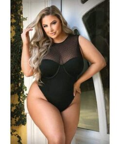 Curve Raven High Neck Bodysuit w/Snap Crotch Black 1X/2X