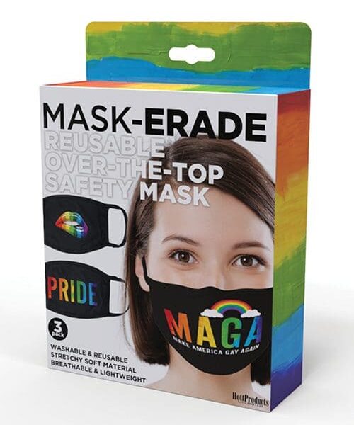 Hott Products Mask-erade Masks - Pride/Gay Again/ Rainbow Kiss Pack of 3