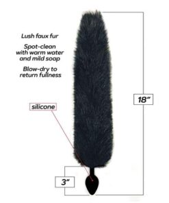 Foxy Fox Tail Silicone Butt Plug - Black