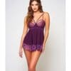 Cross Dye Lace & Microfiber Babydoll & G-String Purple MD