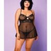 Soft Mesh Babydoll & G-String Black 3X