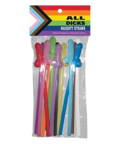 All Dicks Naughty Straws - Asst. Colors Pack of 11