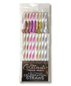 Glitterati Tall Penis Party Straws - Pack of 8