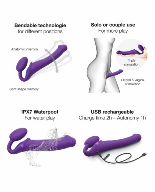 Strap On Me Vibrating Bendable Strapless Strap On Xlarge - Purple