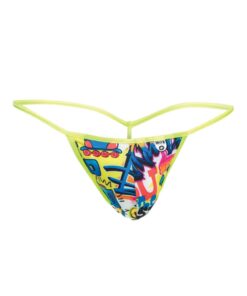 Male Basics Sinful Hipster Wow T Thong G-String Yellow Print SM