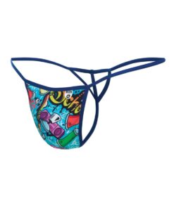 Male Basics Sinful Hipster Music T Thong G-String Blue Print LG