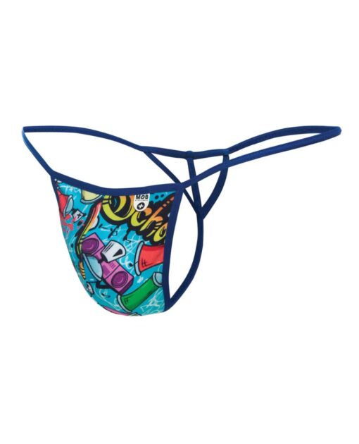 Male Basics Sinful Hipster Music T Thong G-String Blue Print LG