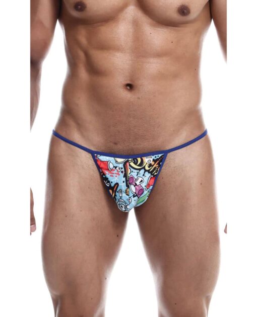 Male Basics Sinful Hipster Music T Thong G-String Blue Print SM