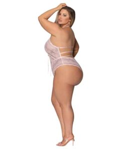 Seabreeze Strappy Back Teddy w/Snap Crotch Blush 2X