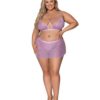 Girl Next Door Strappy Bralette w/Flirty Thong Skirt Lilac 2XL