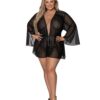 Modern Romance Flowing Short Robe Black 2X