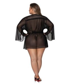 Modern Romance Flowing Short Robe Black 2X