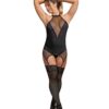 Sexy Time Fiona Halter Merry Widow Teddy w/Split Crotch Black L/XL