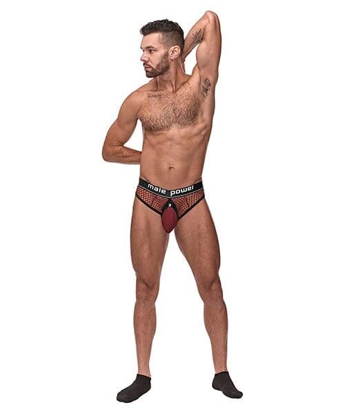 Cock Pit Fishnet Cock Ring Thong Red S/M