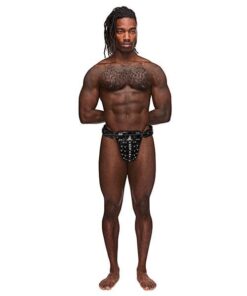 Leather Taurus Adjustable Buckle Thong Black O/S