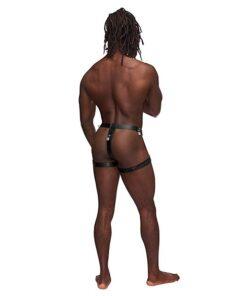 Leather Scorpio Adjustable Waist & Leg Band Thong Black O/S