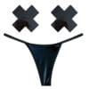 Neva Nude Naughty Knix Dom Squad Wet Vinyl G-String & Pasties - Black O/S